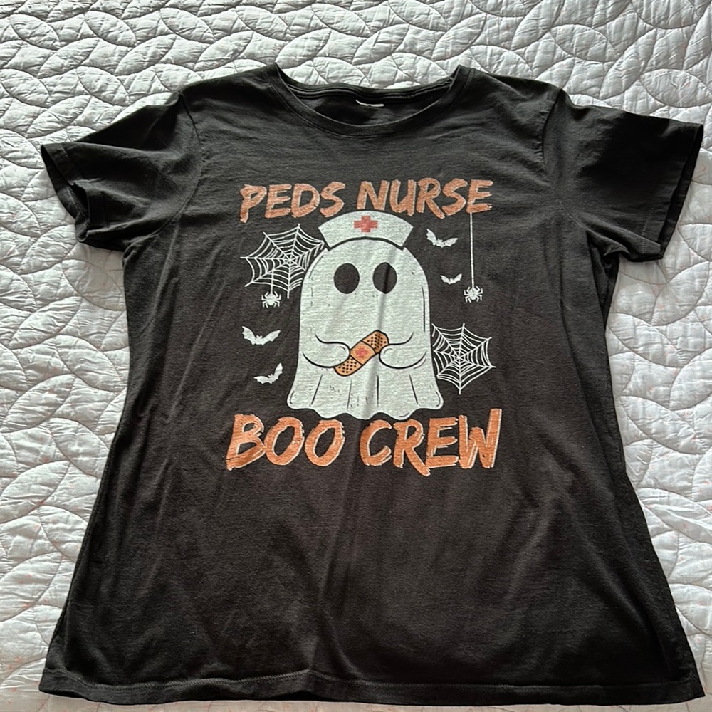 Black Peds Nurse Boo Crew T-Shirt; Size Medium